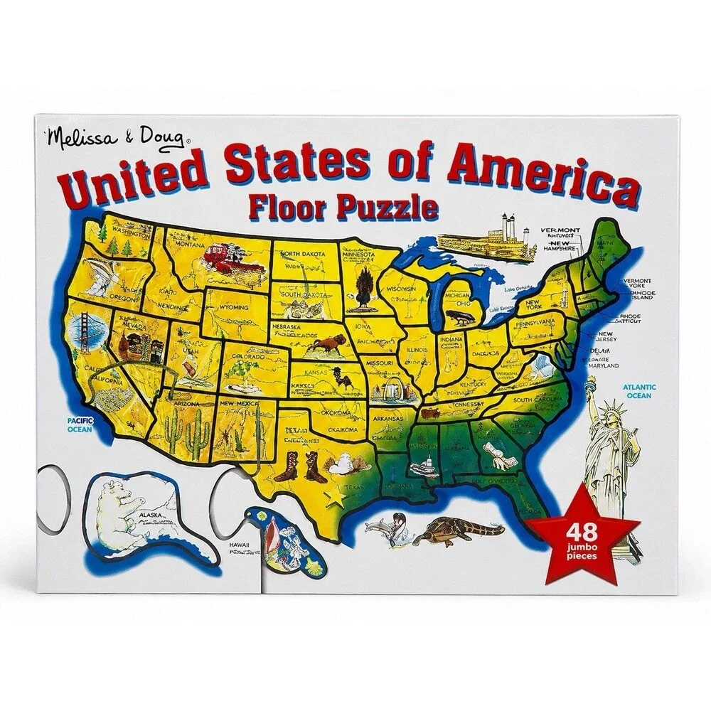 Melissa & Doug Puzzle USA‎ Map Floor 48 Jumbo Pieces Educational Kids Toy New